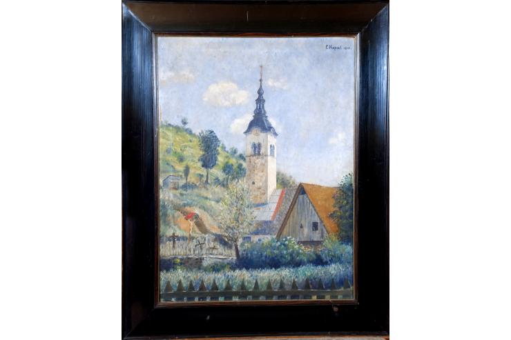 Nekdanja župnijska cerkev v Žireh, Franjo Kopač, olje