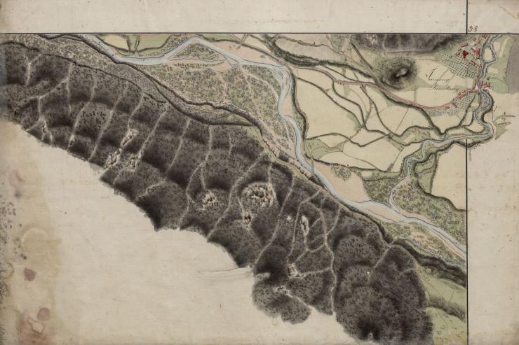 Poselitev vasi Javornik (Jauerburg) okoli leta 1807 / Vir: Tok reke Save, Arhiv Republike Slovenije