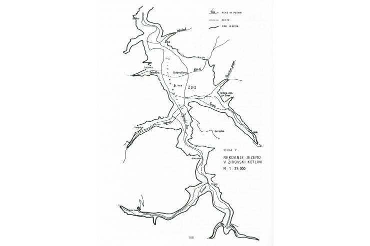 Nekdanje jezero v Žireh (narisal Jože Čar)