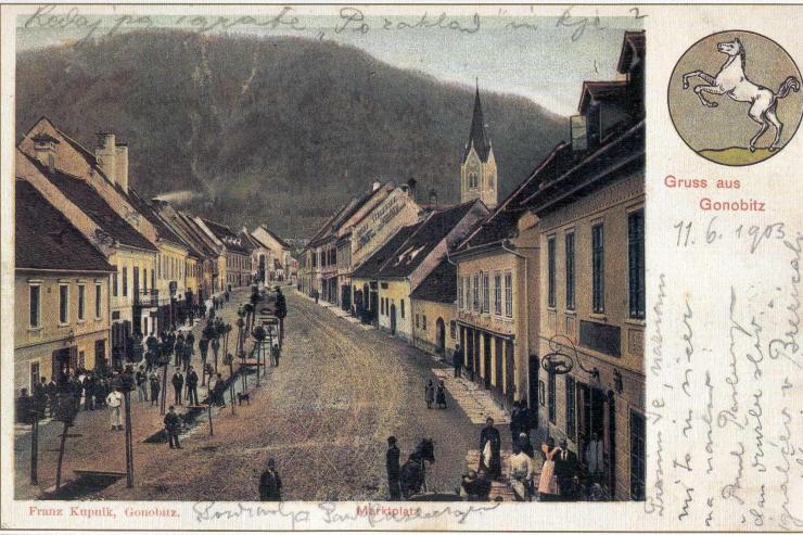 Gruss aus Gonobitz – razglednica, poslana l. 1903 