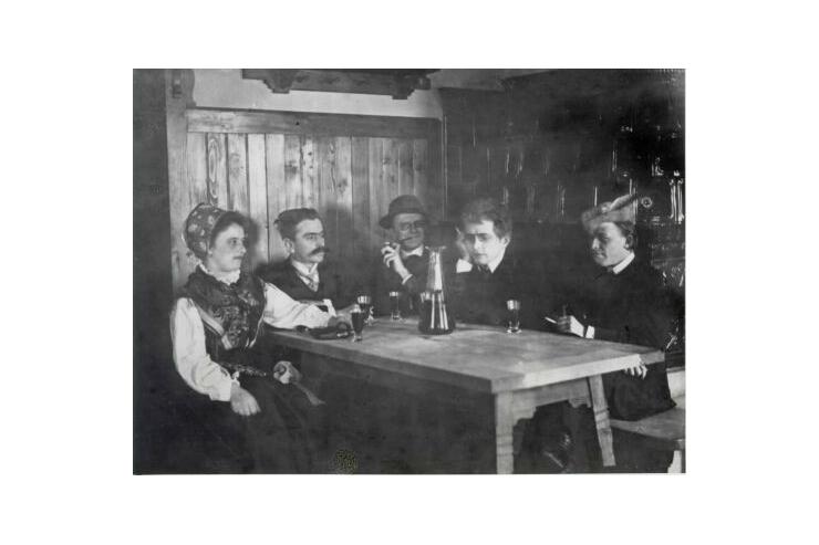 Pisatelj Ivan Cankar s prijatelji v Švicariji. Vir: NUK